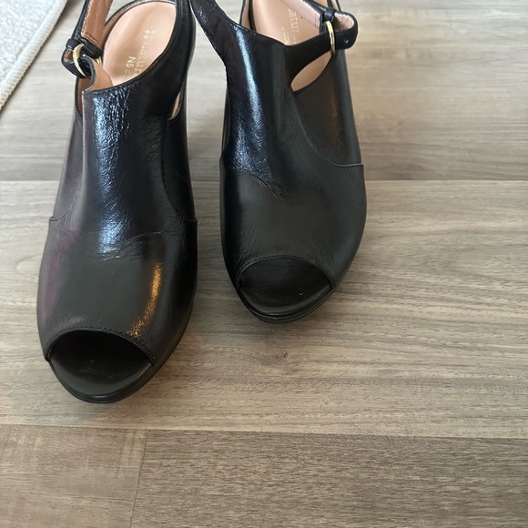 Black Leather Naturalizer Peep-Toe Heels - Picture 2 of 3